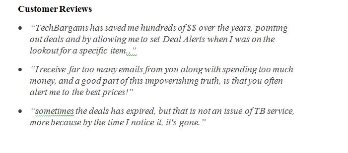 TechBargains customers reviews